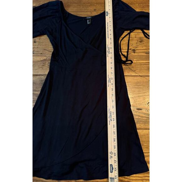 Forever 21 Women's L Large LIttle Black Dress Long Sleeve Wrap Around Pullover - Picture 8 of 10